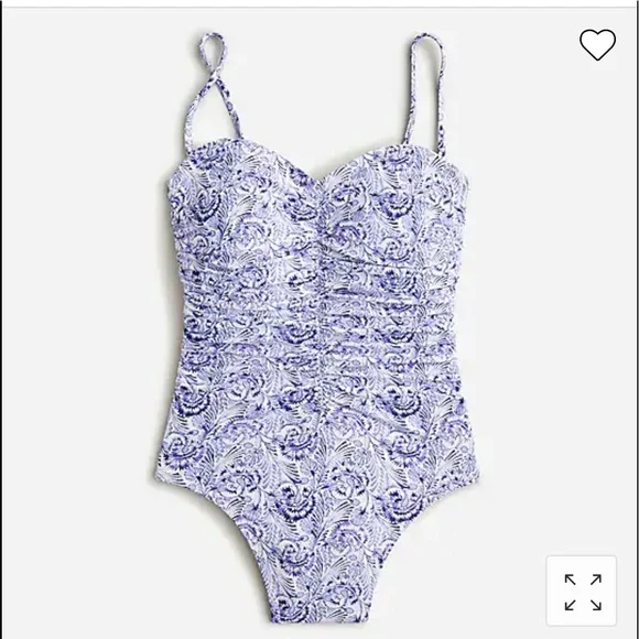 NWT J.crew Ruched sweetheart one-piece in dandelion swirl size 6 - Picture 1 of 11